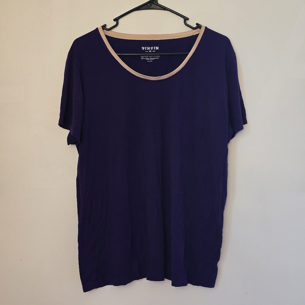 TikTik Women's XL Purple T-Shirt with Gold Trim